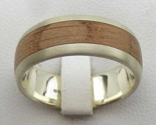 White Gold & Wooden Wedding Ring