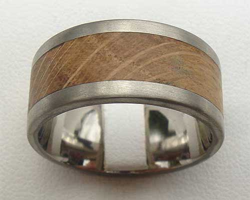 Wide Titanium & Wooden Wedding Ring