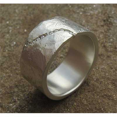 Womens Chunky Silver Diamond Wedding Ring