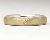 Womens Hammered Gold Diamond Wedding Ring
