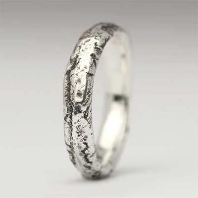Womens Heavy Textured Wedding Ring