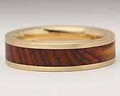 Wooden Inlaid Gold Wedding Ring
